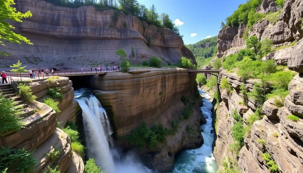 Ausable Chasm waterfall and gorge in Essex County, New York Ausable Chasm waterfall and gorge in Essex County, New York