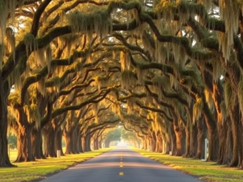 Avenue of Oaks in Floral City, Citrus County, Florida with moss-draped trees Avenue of Oaks in Floral City, Citrus County, Florida with moss-draped trees