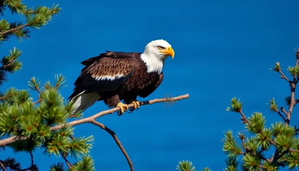 Bald eagle perched on tree at Voyageurs National Park, Minnesota Bald eagle perched on tree at Voyageurs National Park, Minnesota