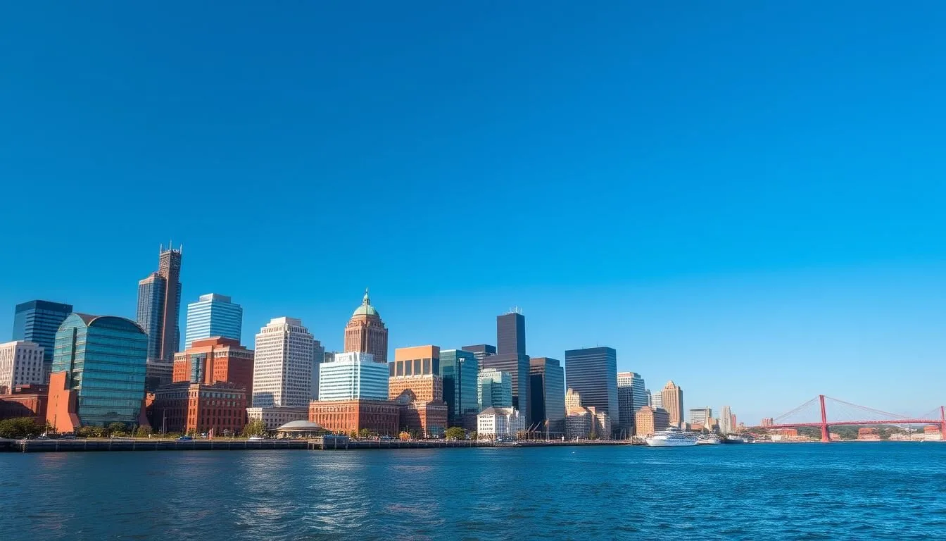 Baltimore skyline with harbor view showing the city's iconic waterfront and buildings