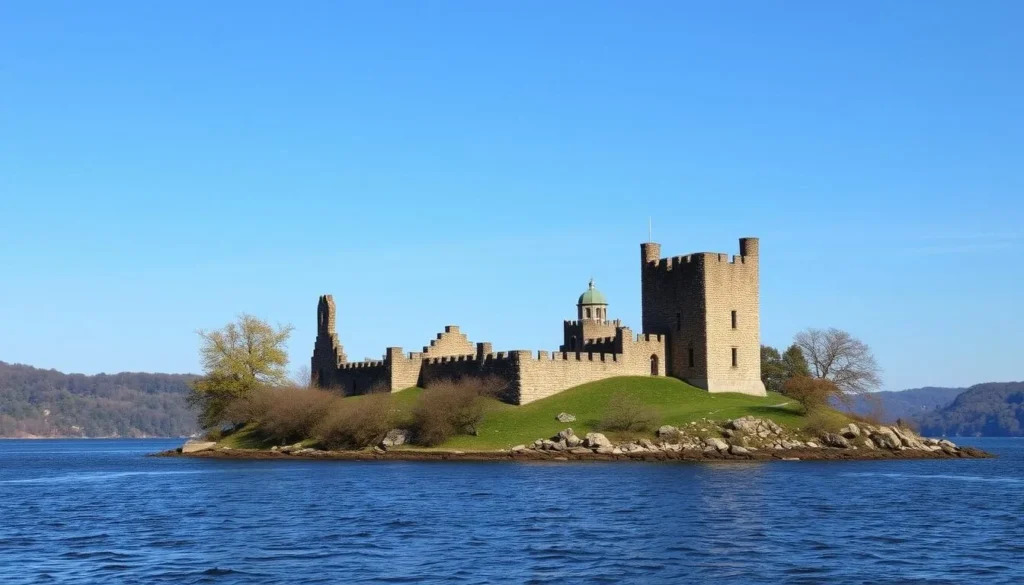 Bannerman Castle ruins on Pollepel Island in the Hudson River, Dutchess County New York Bannerman Castle ruins on Pollepel Island in the Hudson River, Dutchess County New York