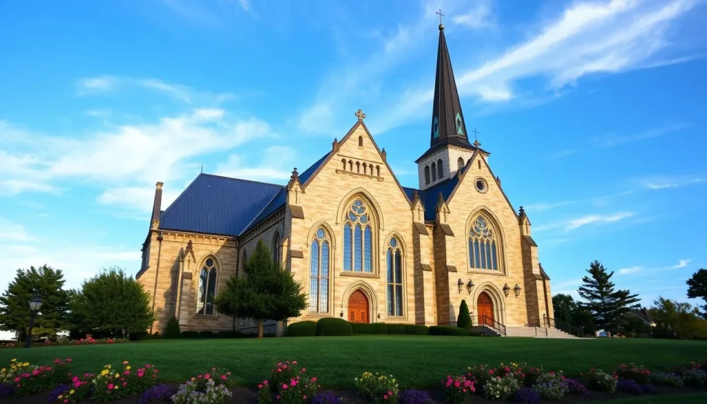 Basilica of St. Francis Xavier in Dyersville, Iowa with its twin spires Basilica of St. Francis Xavier in Dyersville, Iowa with its twin spires