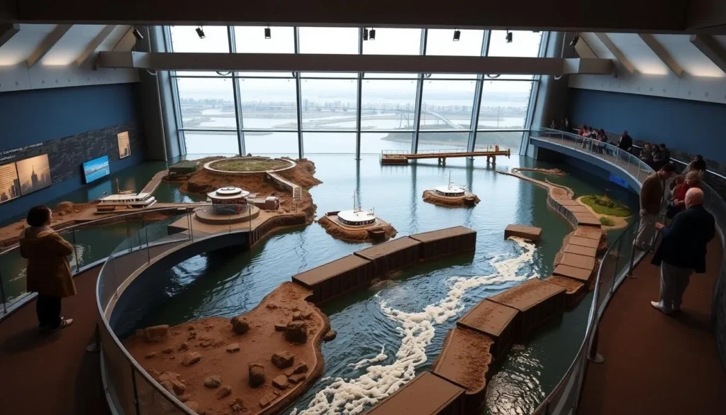 Bay Model Visitor Center in Sausalito showing the scale model of San Francisco Bay Bay Model Visitor Center in Sausalito showing the scale model of San Francisco Bay