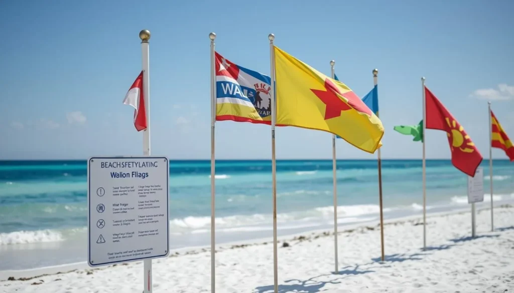 Beach flag warning system on a Walton County Florida beach