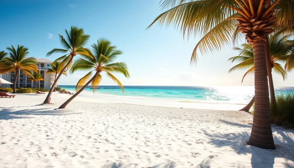 Beachfront accommodations in Pensacola Beach with white sand and emerald waters of Gulf Coast Beachfront accommodations in Pensacola Beach with white sand and emerald waters of Gulf Coast