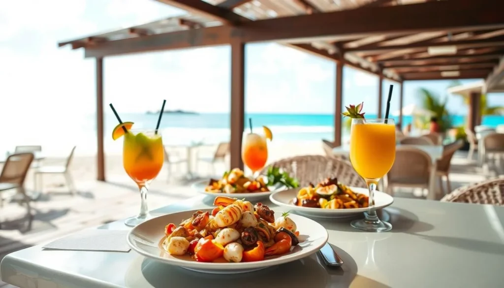 Beachfront dining at Madeariman Restaurant on Shoal Bay Beach