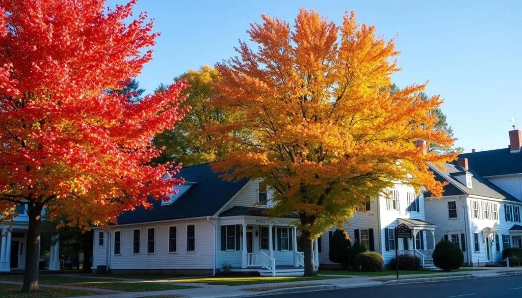 Bethel, Delaware in autumn with colorful fall foliage around historic buildings Bethel, Delaware in autumn with colorful fall foliage around historic buildings