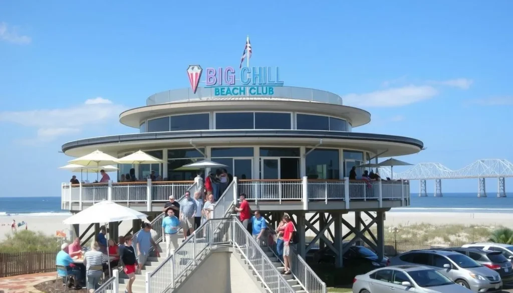 Big Chill Beach Club restaurant at Delaware Seashore State Park with ocean views Big Chill Beach Club restaurant at Delaware Seashore State Park with ocean views