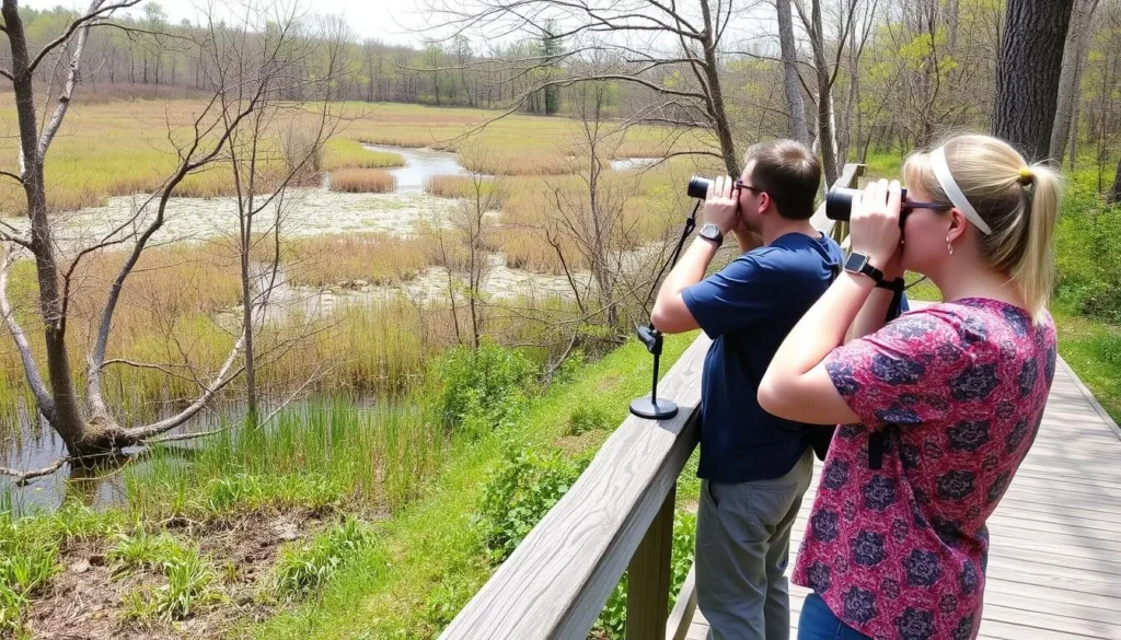 Bird watching at Beaver Meadow Audubon Center in Wyoming County, New York Bird watching at Beaver Meadow Audubon Center in Wyoming County, New York