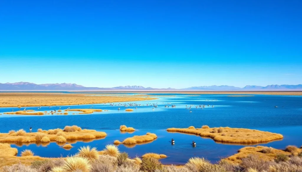 Bitter Lake National Wildlife Refuge wetlands with birds, Roswell, New Mexico Bitter Lake National Wildlife Refuge wetlands with birds, Roswell, New Mexico