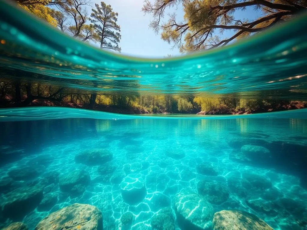 Blue Springs in Alachua County Florida with crystal clear turquoise water