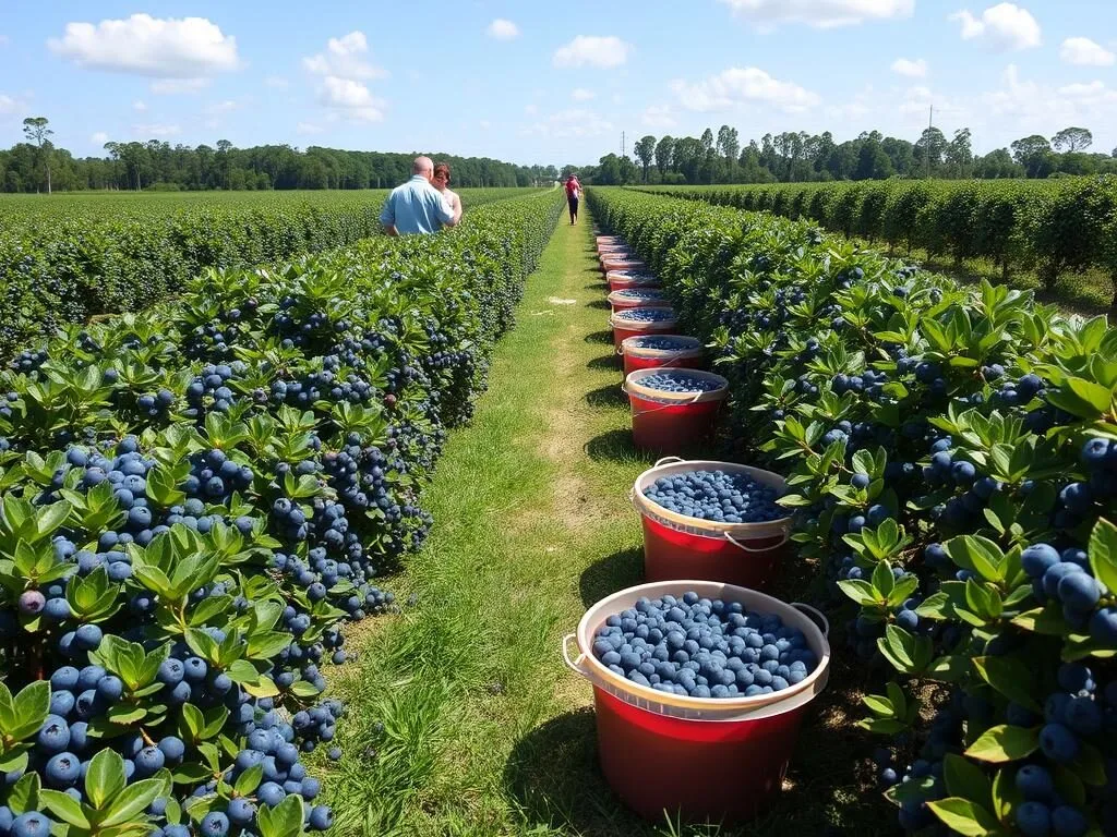 Blueberry picking at Deep Spring Farm in Alachua County Florida