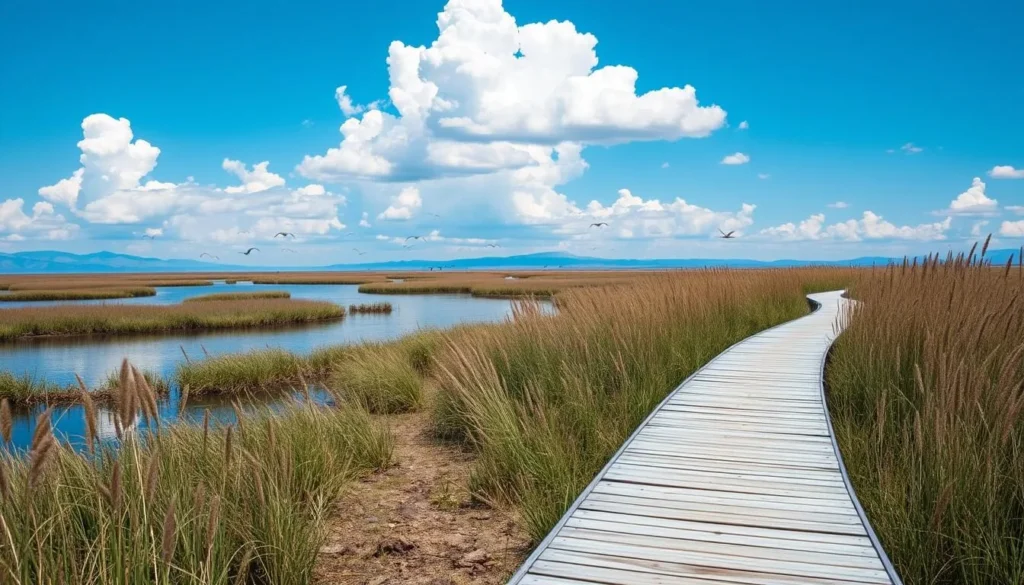 Boardwalk through Bear River Migratory Bird Refuge in Brigham City Utah Boardwalk through Bear River Migratory Bird Refuge in Brigham City Utah