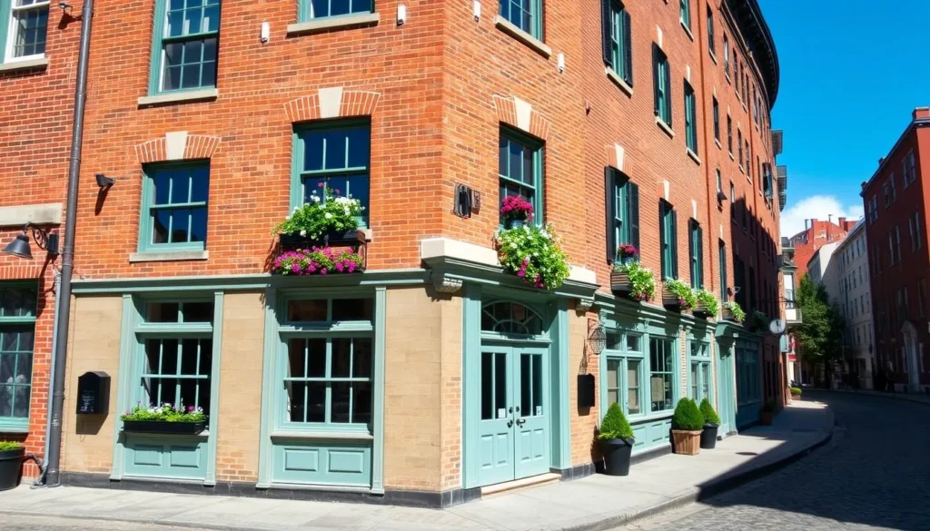 Boutique hotel in Portland's Old Port district with historic brick facade Boutique hotel in Portland's Old Port district with historic brick facade