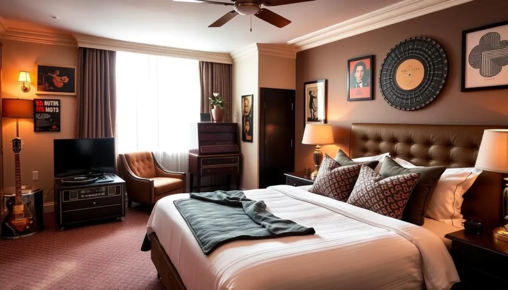 Boutique hotel room in Muscle Shoals with music-themed decor Boutique hotel room in Muscle Shoals with music-themed decor