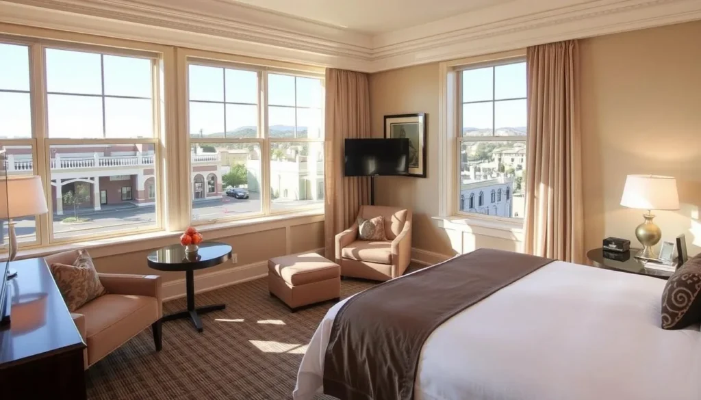 Boutique hotel room with view of downtown San Luis Obispo Boutique hotel room with view of downtown San Luis Obispo