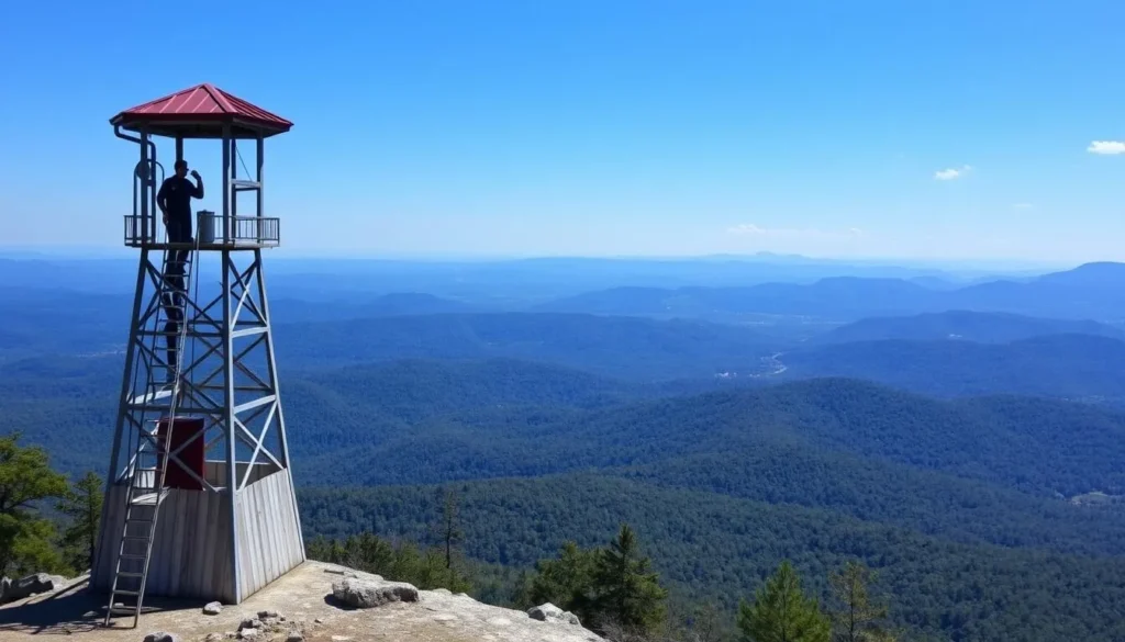 Bramley Mountain Fire Tower in Delaware County New York offering panoramic views of the Catskill Mountains Bramley Mountain Fire Tower in Delaware County New York offering panoramic views of the Catskill Mountains
