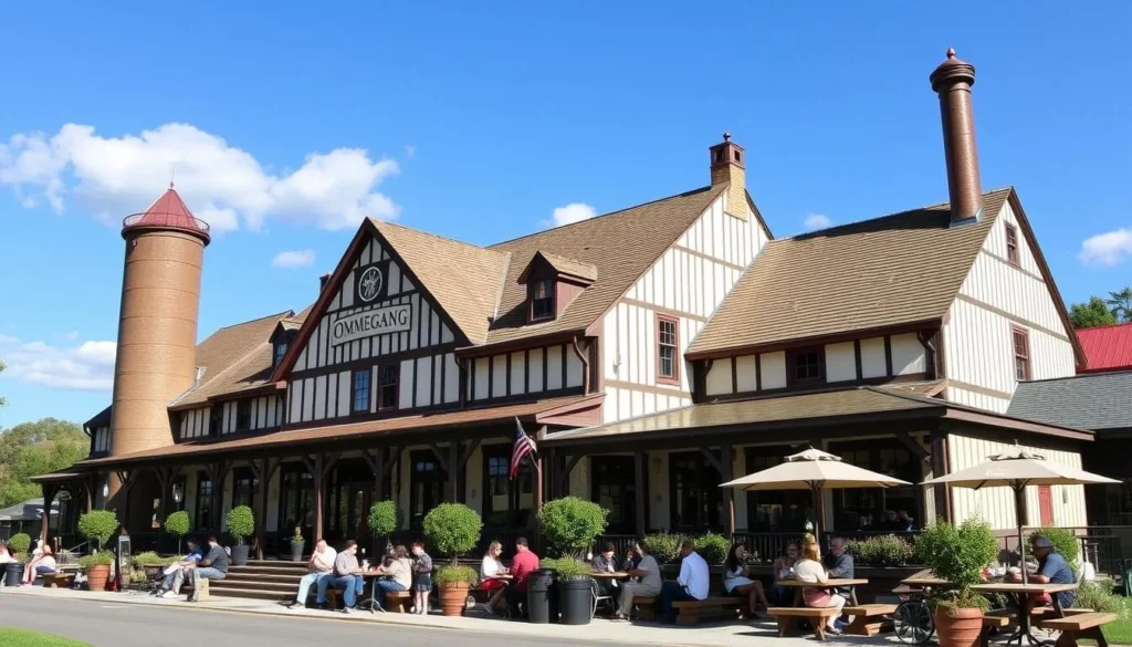 Brewery Ommegang's Belgian-style farmstead brewery with outdoor seating area and tasting room Brewery Ommegang's Belgian-style farmstead brewery with outdoor seating area and tasting room