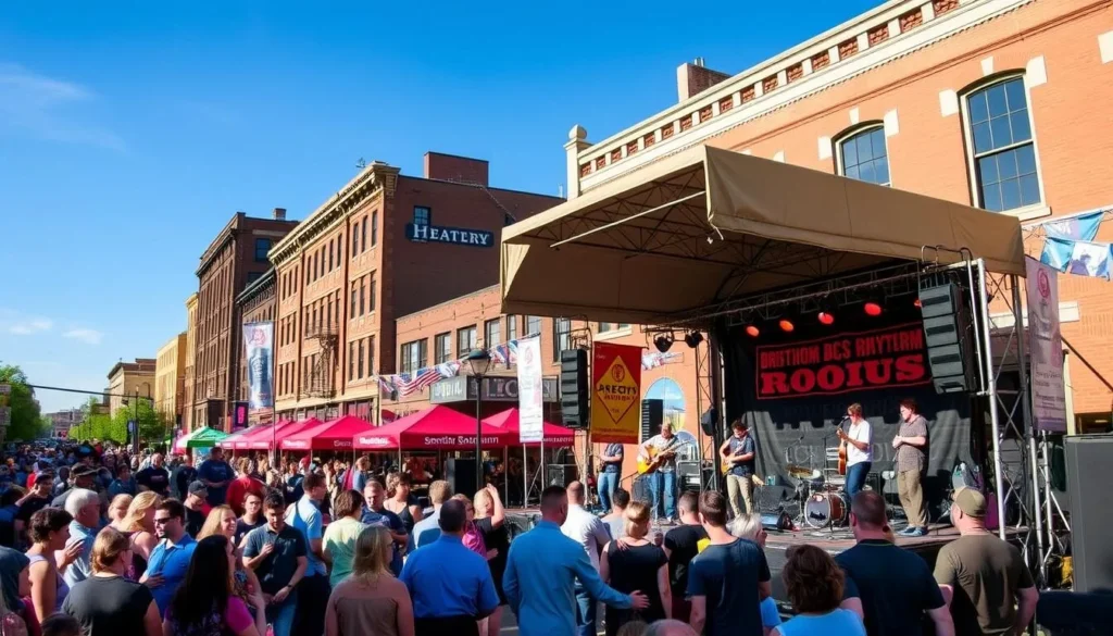 Bristol Rhythm & Roots Reunion festival with crowds enjoying live music on State Street