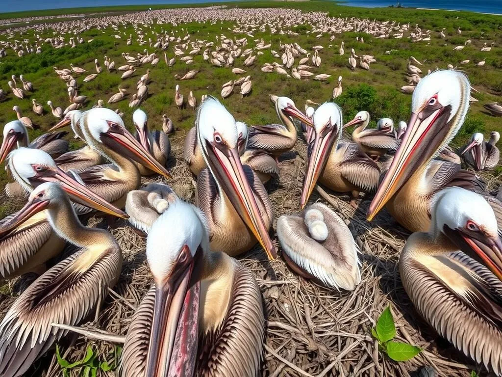 Brown pelicans nesting at Queen Bess Island near Grand Isle Brown pelicans nesting at Queen Bess Island near Grand Isle
