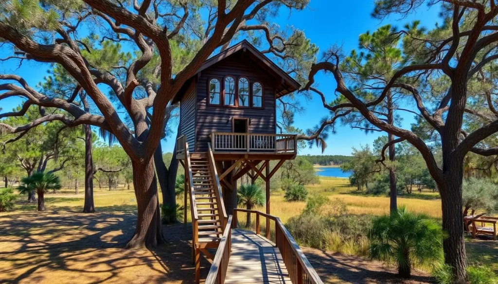 Camp Chowenwaw Park in Clay County Florida, showing treehouse cabins and things to do for families Camp Chowenwaw Park in Clay County Florida, showing treehouse cabins and things to do for families