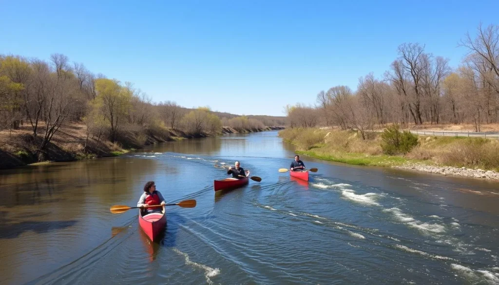 Canoeing on the Sangamon River near New Salem Canoeing on the Sangamon River near New Salem