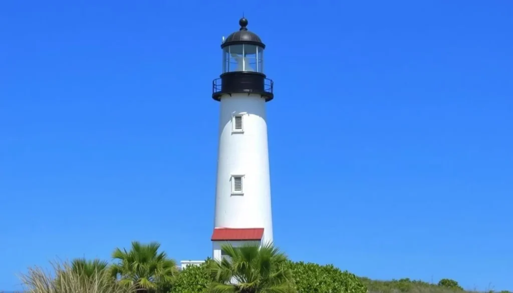 Cape St. George Lighthouse against clear blue sky in Franklin County Florida Cape St. George Lighthouse against clear blue sky in Franklin County Florida