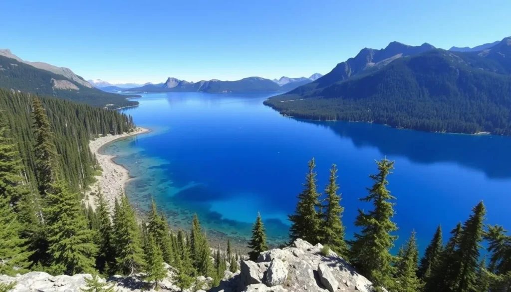 Castle Lake with clear alpine waters surrounded by forest and mountains in Siskiyou County California Castle Lake with clear alpine waters surrounded by forest and mountains in Siskiyou County California