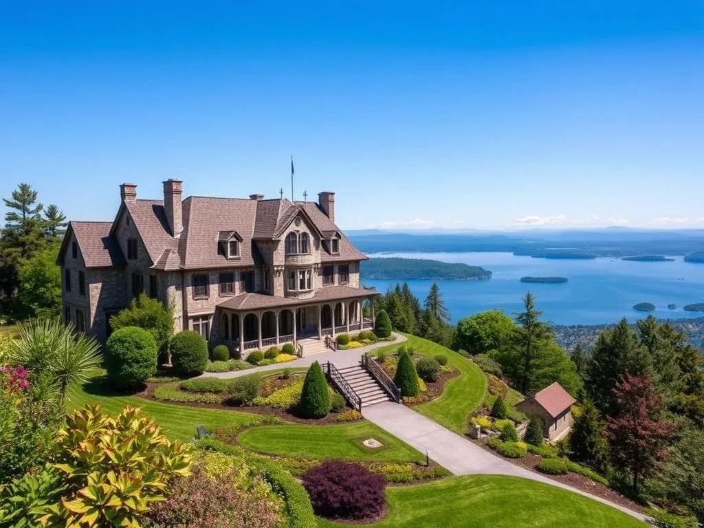 Castle in the Clouds mansion with panoramic lake and mountain views Castle in the Clouds mansion with panoramic lake and mountain views