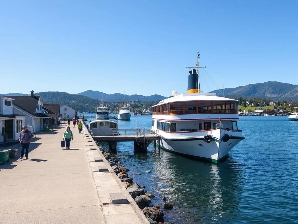 Center Harbor's quiet waterfront with the M/S Mount Washington docked at the pier Center Harbor's quiet waterfront with the M/S Mount Washington docked at the pier