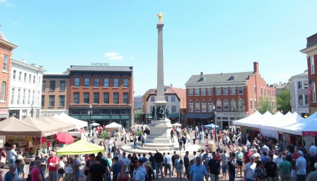 Centre Square in Easton Pennsylvania during a festival with crowds Centre Square in Easton Pennsylvania during a festival with crowds