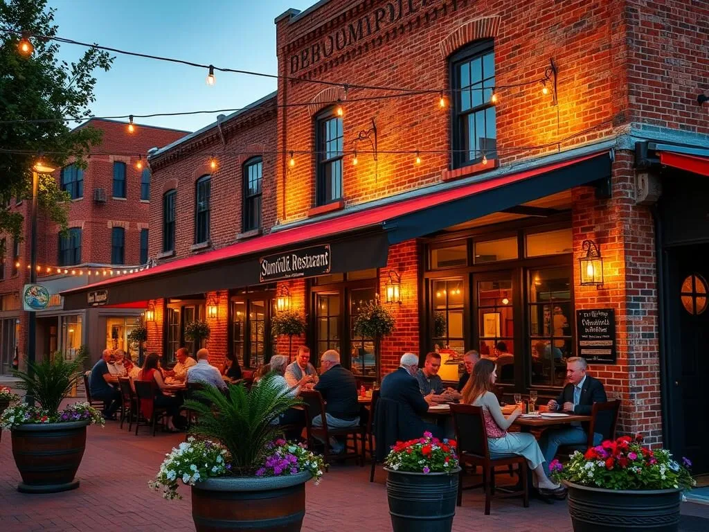 Charming downtown Brooksville restaurant with historic architecture and outdoor seating Charming downtown Brooksville restaurant with historic architecture and outdoor seating