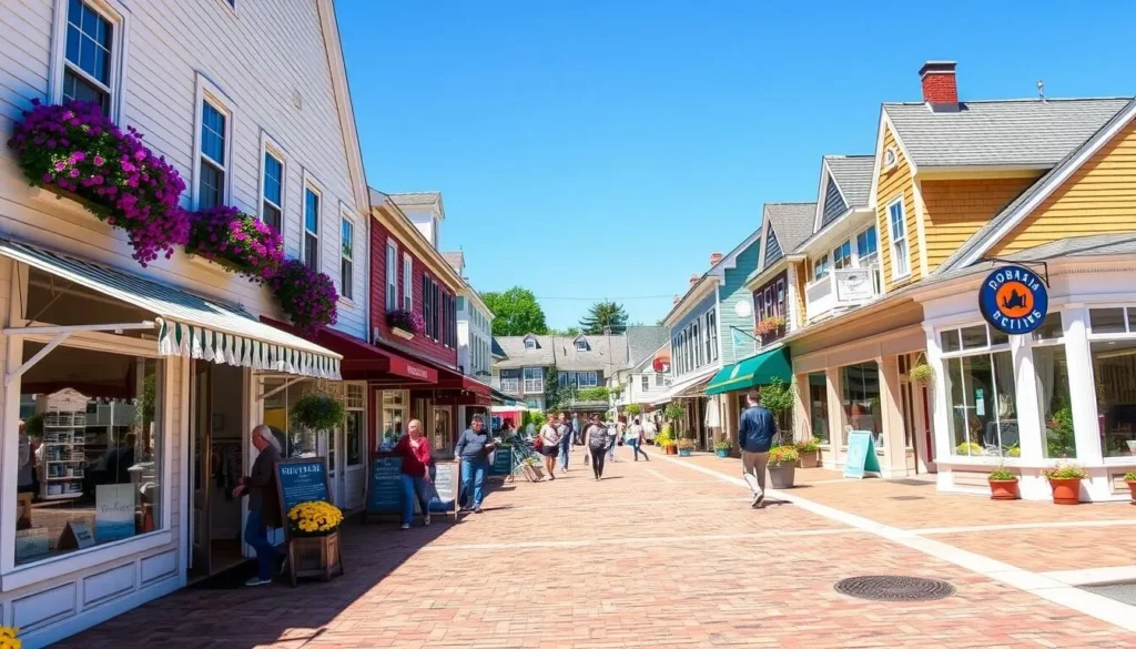 Charming shops along Main Street in Ogunquit village