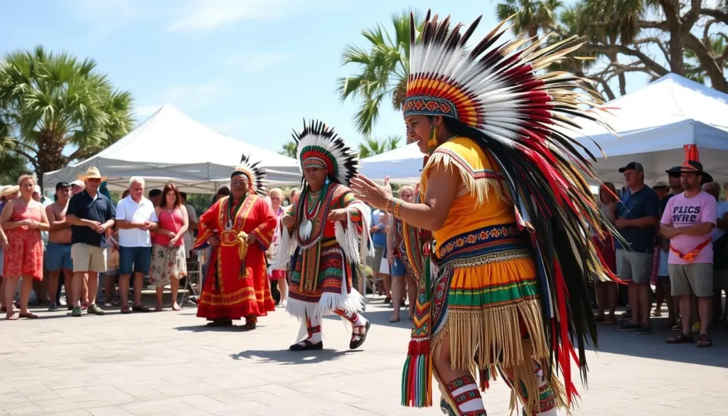 Chasco Fiesta celebration in New Port Richey with Native American dancers performing Chasco Fiesta celebration in New Port Richey with Native American dancers performing