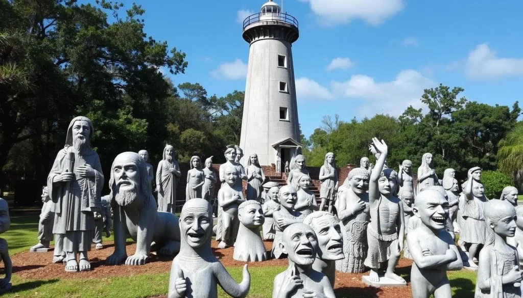 Chauvin Sculpture Garden with unique concrete sculptures and lighthouse Chauvin Sculpture Garden with unique concrete sculptures and lighthouse