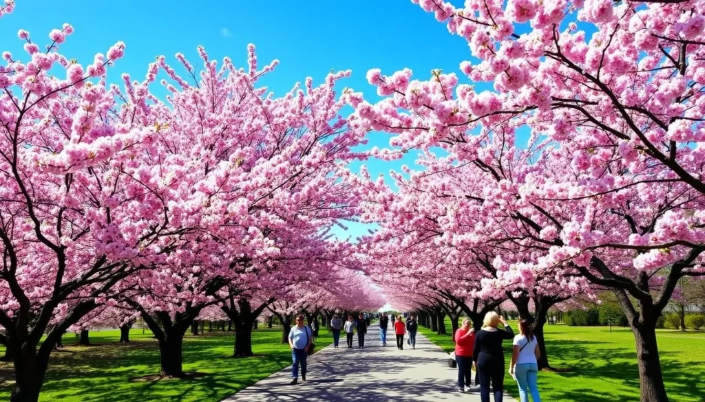 Cherry blossoms blooming in Westchester County during spring
