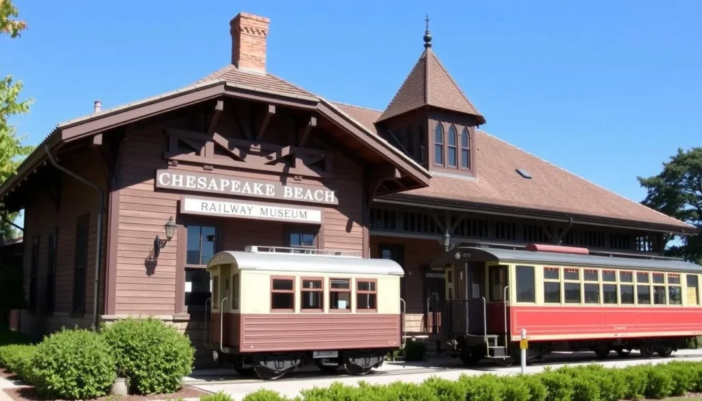 Chesapeake Beach Railway Museum exterior with historic train car Chesapeake Beach Railway Museum exterior with historic train car