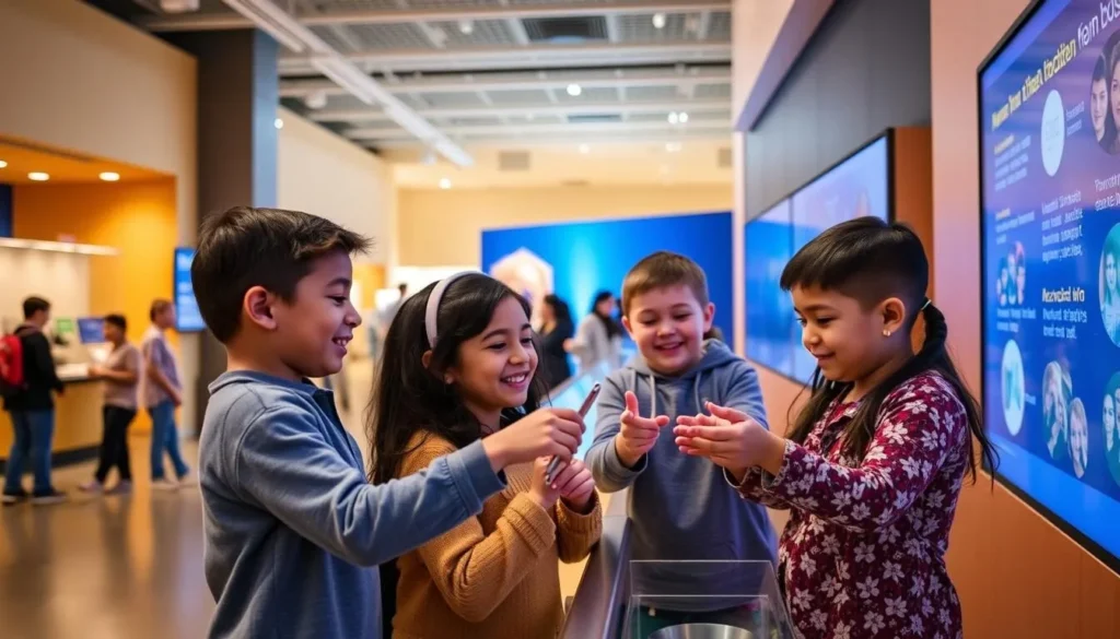 Children enjoying interactive exhibits at the New York State Museum in Albany Children enjoying interactive exhibits at the New York State Museum in Albany