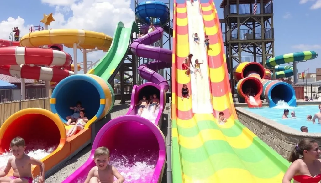 Children enjoying water slides at Splash Mountain Water Park in Ocean City Children enjoying water slides at Splash Mountain Water Park in Ocean City