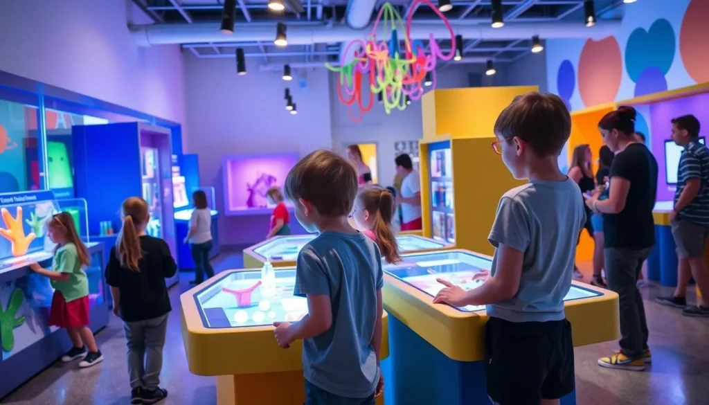 Children exploring interactive exhibits at the Sciencenter museum in Ithaca Children exploring interactive exhibits at the Sciencenter museum in Ithaca
