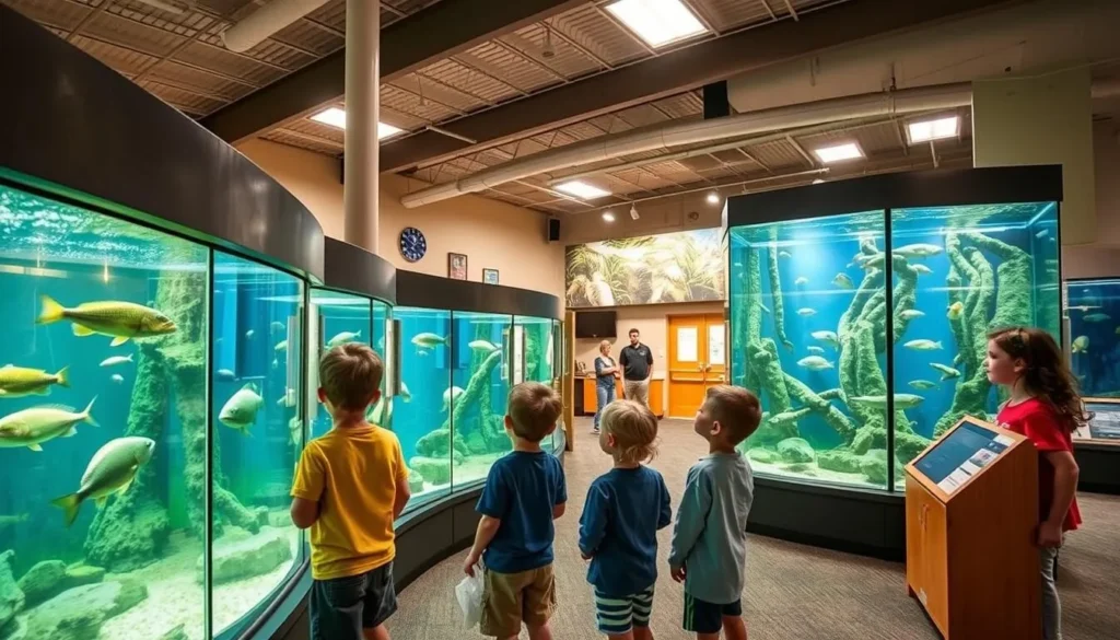 Children learning about fish at Florida Bass Conservation Center in Sumter County Children learning about fish at Florida Bass Conservation Center in Sumter County