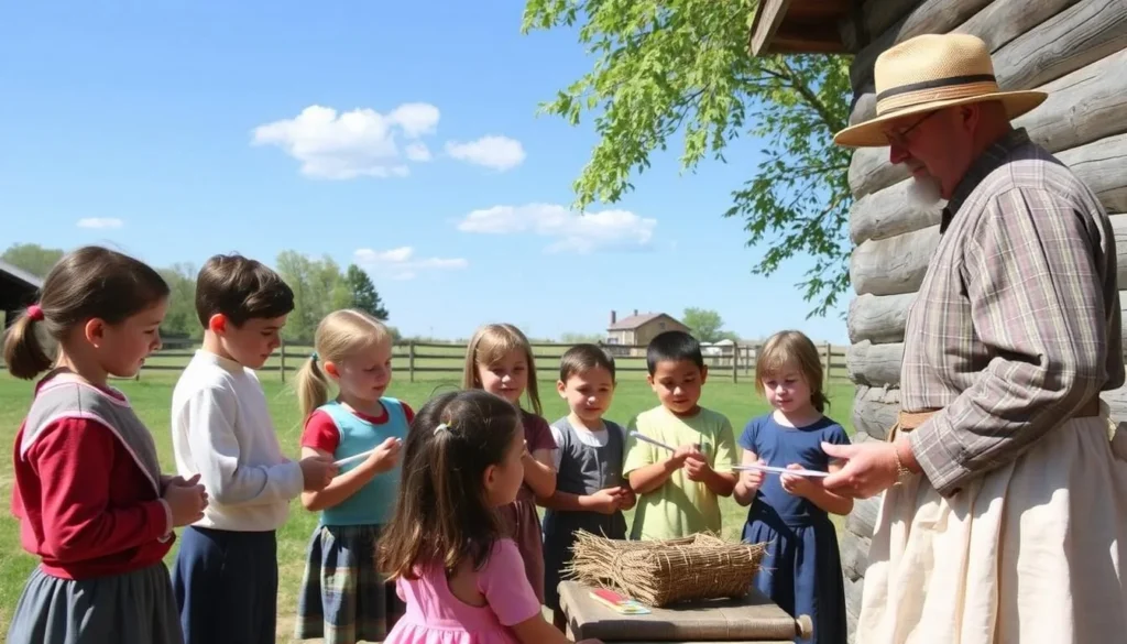 Children participating in a Junior Historian program at New Salem Children participating in a Junior Historian program at New Salem