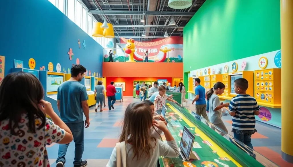 Children playing at interactive exhibits in the Grand Rapids Children's Museum Children playing at interactive exhibits in the Grand Rapids Children's Museum