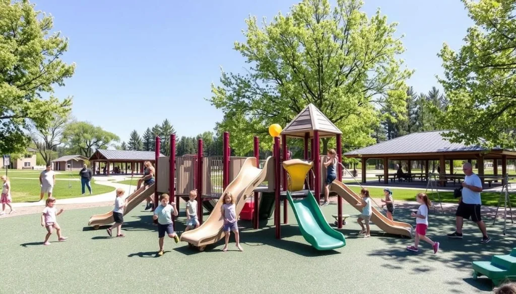 Children playing on the playground at Island Lake County Park Children playing on the playground at Island Lake County Park