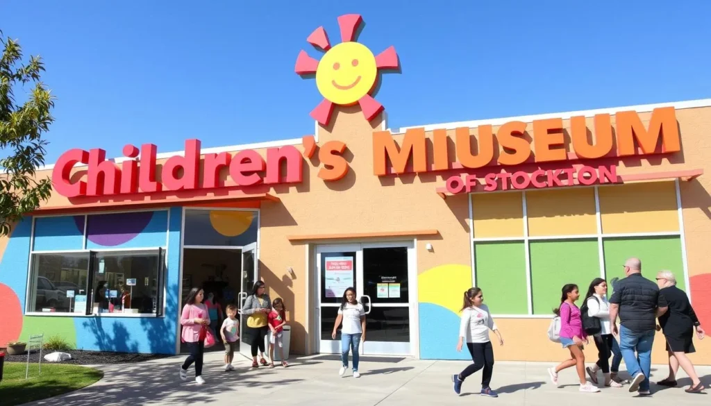 Children's Museum of Stockton with interactive exhibits and families enjoying activities Children's Museum of Stockton with interactive exhibits and families enjoying activities