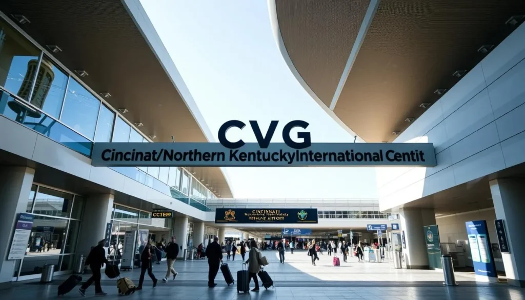 Cincinnati Ohio airport entrance with welcome sign Cincinnati Ohio airport entrance with welcome sign