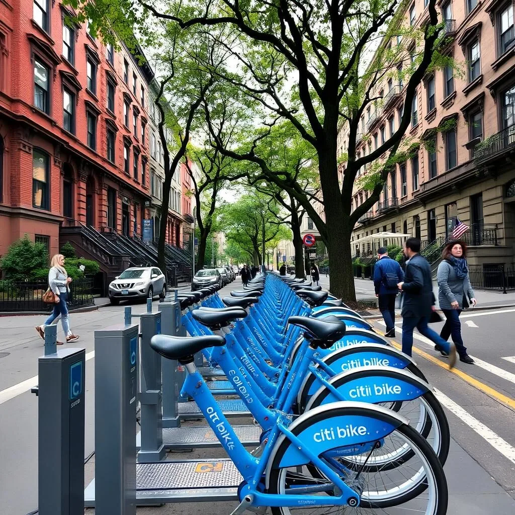 Citi Bike station in Brooklyn with bicycles available for rent Citi Bike station in Brooklyn with bicycles available for rent