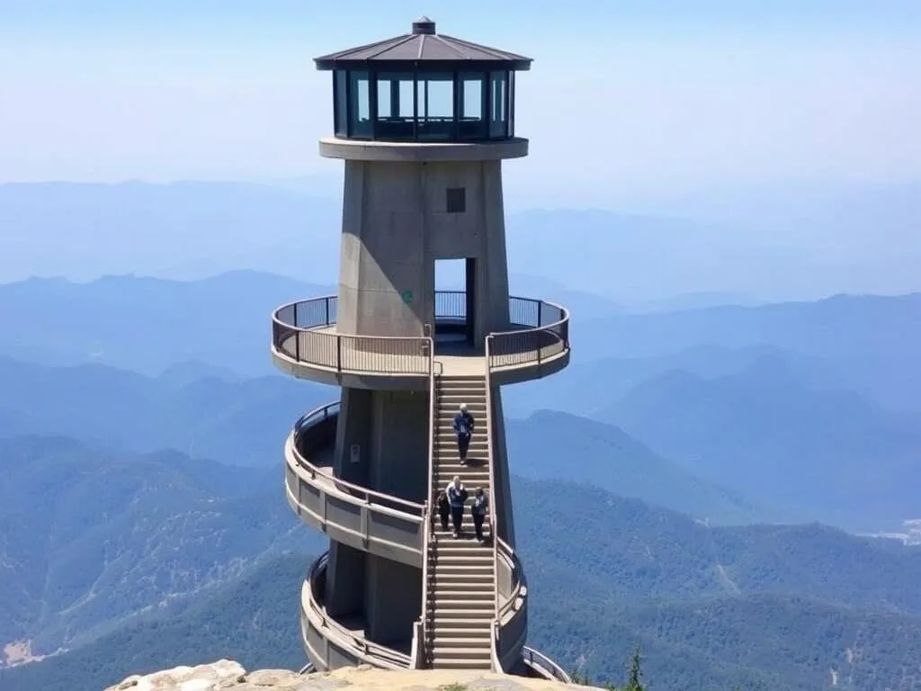 Clingmans Dome observation tower at the highest point in Great Smoky Mountains National Park Clingmans Dome observation tower at the highest point in Great Smoky Mountains National Park