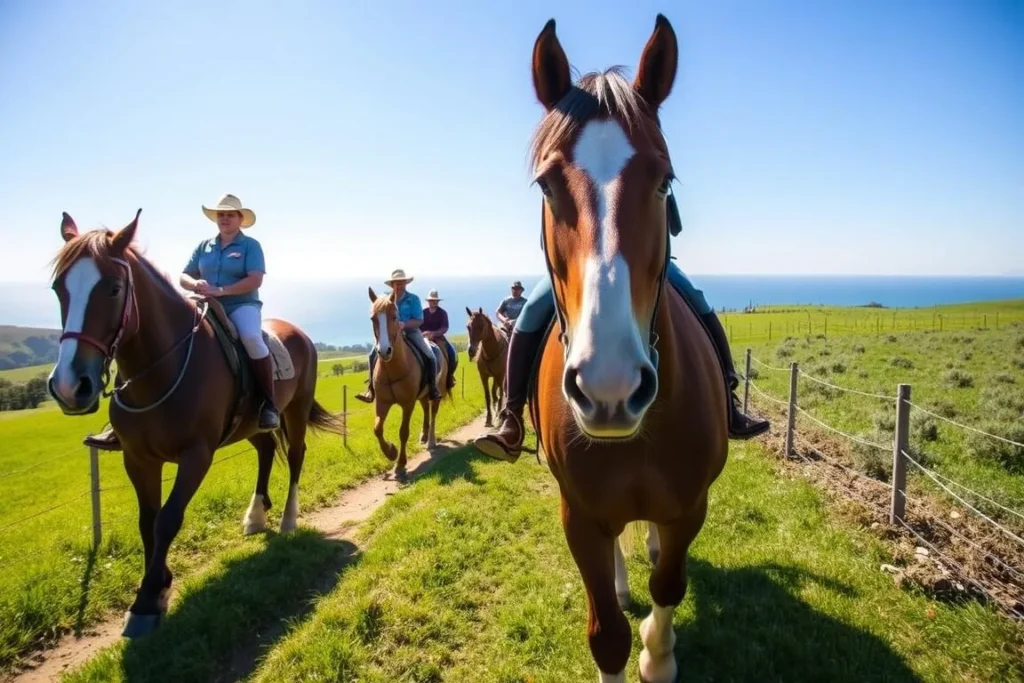 Clydesdale horses on trail ride at Covell Ranch in San Luis Obispo County Clydesdale horses on trail ride at Covell Ranch in San Luis Obispo County