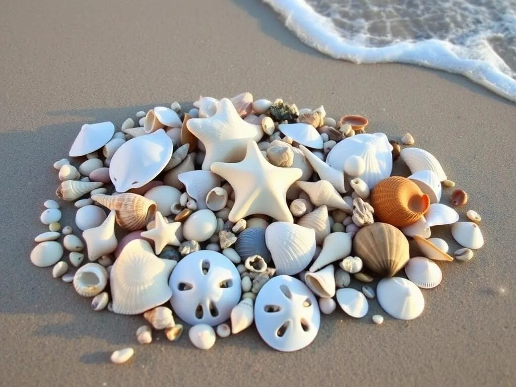 Collection of unique seashells and beach treasures found on Little St. Simons Island beach Collection of unique seashells and beach treasures found on Little St. Simons Island beach